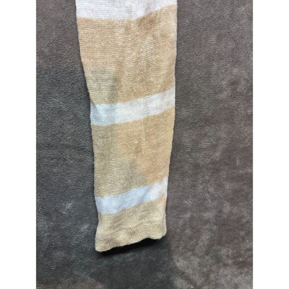 Ralph Lauren WOMEN Small LONG SLEEVE SHIRT White Tan Knit Button Sleeves - Picture 4 of 6